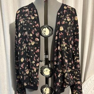 Maurices Black Chiffon Floral Bomber Jacket